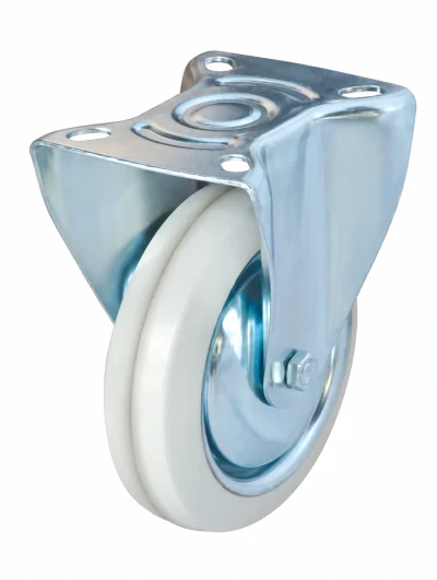 Industrial caster with a white wheel