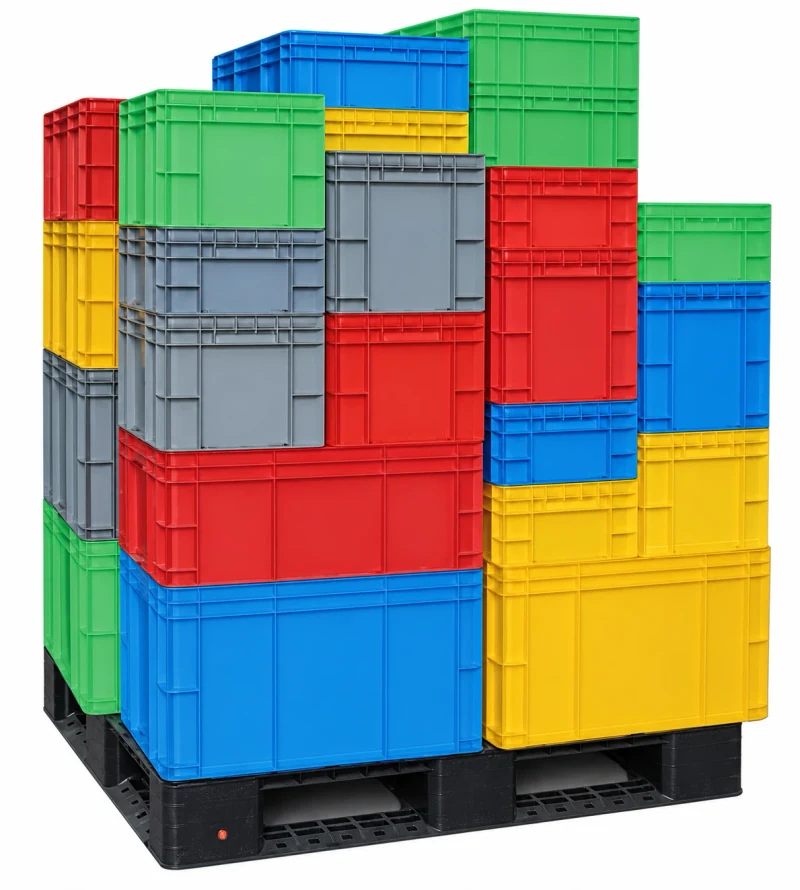Palletized container assortment — Euro containers