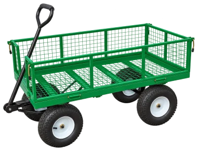 TC4205H green removable-side steel mesh garden cart with pneumatic wheels
