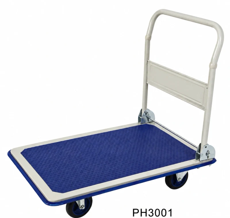 PH3001 platform truck with a flat deck and upright handle