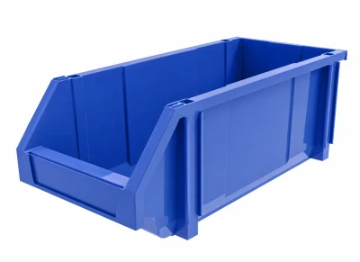 Blue open-front parts bin